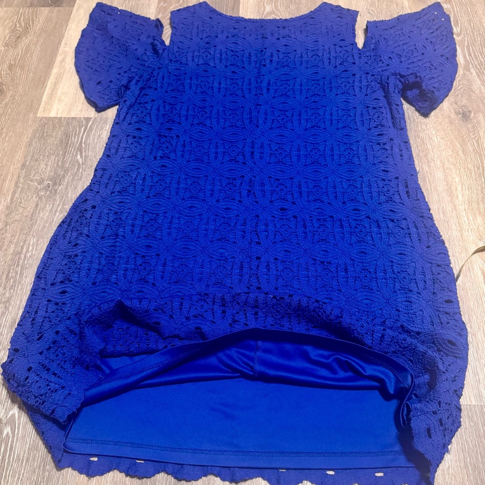 Ronni Nicole Royal Blue Cold Shoulder Lace Dress Size XL - Picture 4 of 7